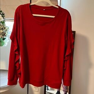 Red Ruffle Sleeve Top